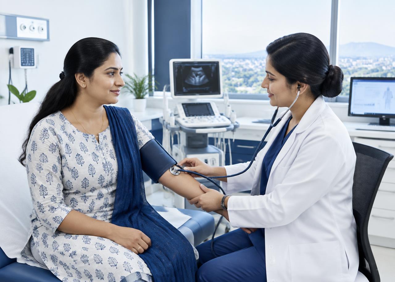 A clinician conducting a preventive health screening